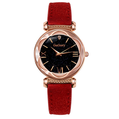 Gogoey Ladies Starry Sky Leather Belt Watch(Red) - Leather Strap Watches by Gogoey | Online Shopping UK | buy2fix