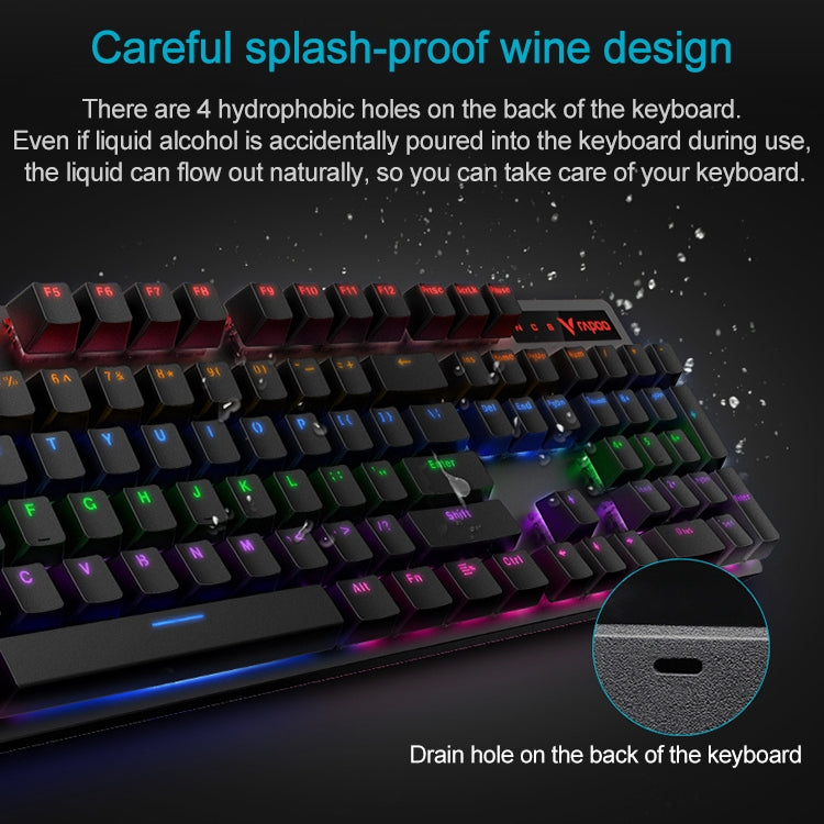 Rapoo V500 PRO Mixed Light 104 Keys Desktop Laptop Computer Game Esports Office Home Typing Wired Mechanical Keyboard(Black Shaft) - Wired Keyboard by Rapoo | Online Shopping UK | buy2fix