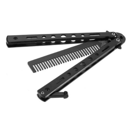 Salon Stainless Steel Practice Comb Practice Knife (Uncut) Butterfly Comb(Black) by buy2fix