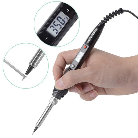 908S 80W LCD Thermostat Soldering Iron Constant Temperature Soldering Iron, Plug Type:US Plug(Black) by buy2fix