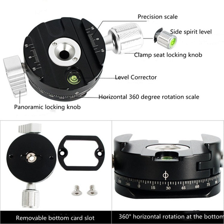 BEXIN QJ07 360 Degree Rotation Panoramic Clip Holder Pan/tilt Tripod Quick Release Plate - Camera Accessories by BEXIN | Online Shopping UK | buy2fix