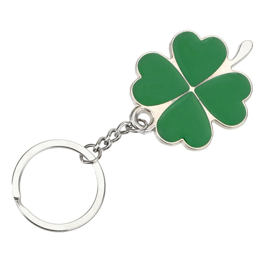 Green Leaf Car Keychain Keyring Lucky Key Chain Purse Bag Pendants Steel Stainless Car Styling Four-leaf Clover Key Rings - Key Rings by buy2fix | Online Shopping UK | buy2fix