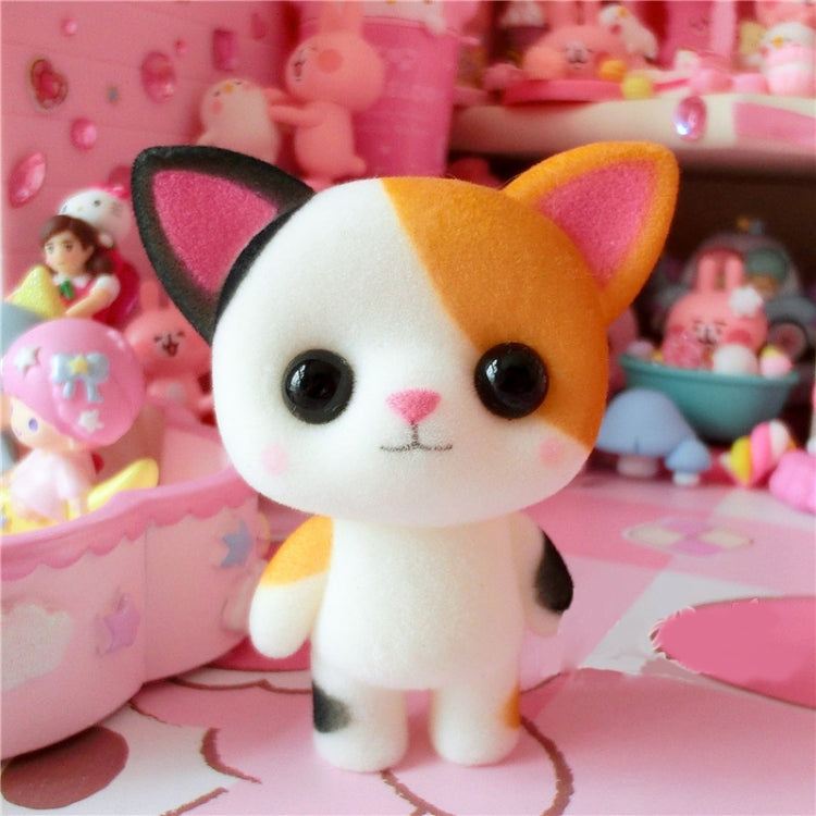 Little Cute PVC Flocking Animal Calico Cat Dolls Creative Gift Kids Toy, Size: 5.5*3.5*6.5cm(White) - Soft Toys by buy2fix | Online Shopping UK | buy2fix