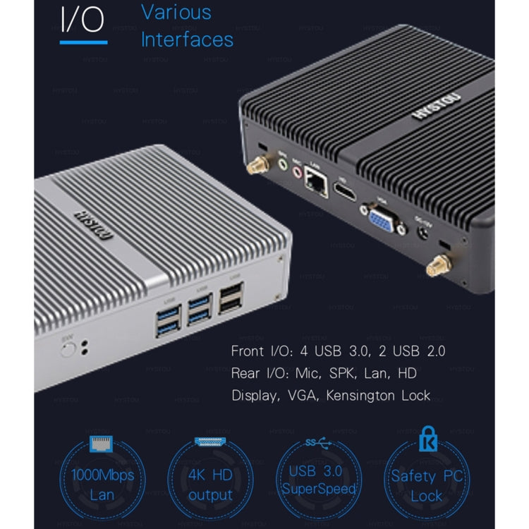 HYSTOU H2 Windows / Linux System Mini PC, Intel Core I3-7167U Dual Core Four Threads up to 2.80GHz, Support mSATA 3.0, 8GB RAM DDR4 + 256GB SSD (White) - Computer & Networking by HYSTOU | Online Shopping UK | buy2fix