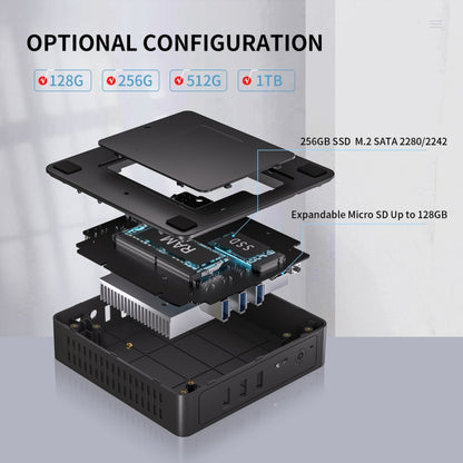 GMK KB3 Windows 11 / Linux System Mini PC, Intel Gemini Lake Refresh Processor J4125 Quad Core up to 2.7GHz, 8GB + 256GB, Support WiFi & Bluetooth, EU Plug - Windows Mini PCs by GMKtec | Online Shopping UK | buy2fix