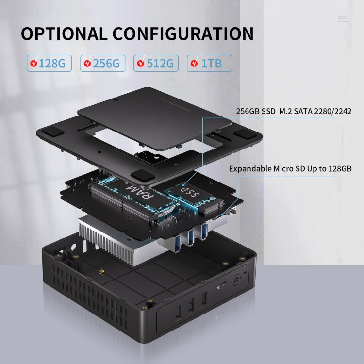 GMK KB3 Windows 11 / Linux System Mini PC, Intel Gemini Lake Refresh Processor J4125 Quad Core up to 2.7GHz, 8GB + 256GB, Support WiFi & Bluetooth,US Plug - Windows Mini PCs by GMKtec | Online Shopping UK | buy2fix