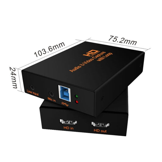 Z28 Professional HDMI Female + Mic + Line In to HDMI Female USB 3.0 Video Audio Capture Box(Black) by buy2fix