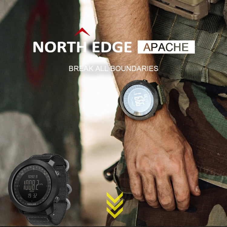 NORTH EDGE Multi-function Waterproof Outdoor Sports Electronic Smart Watch, Support Humidity Measurement / Weather Forecast / Speed Measurement, Style: Nylon Strap(Khaki) - Nylon Strap Watches by NORTH EDGE | Online Shopping UK | buy2fix