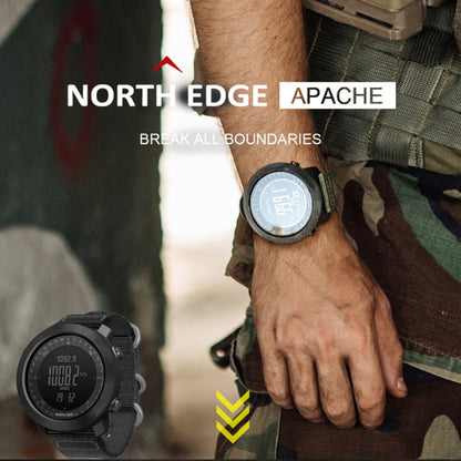 NORTH EDGE Multi-function Waterproof Outdoor Sports Electronic Smart Watch, Support Humidity Measurement / Weather Forecast / Speed Measurement, Style: Nylon Strap(Khaki) - Nylon Strap Watches by NORTH EDGE | Online Shopping UK | buy2fix