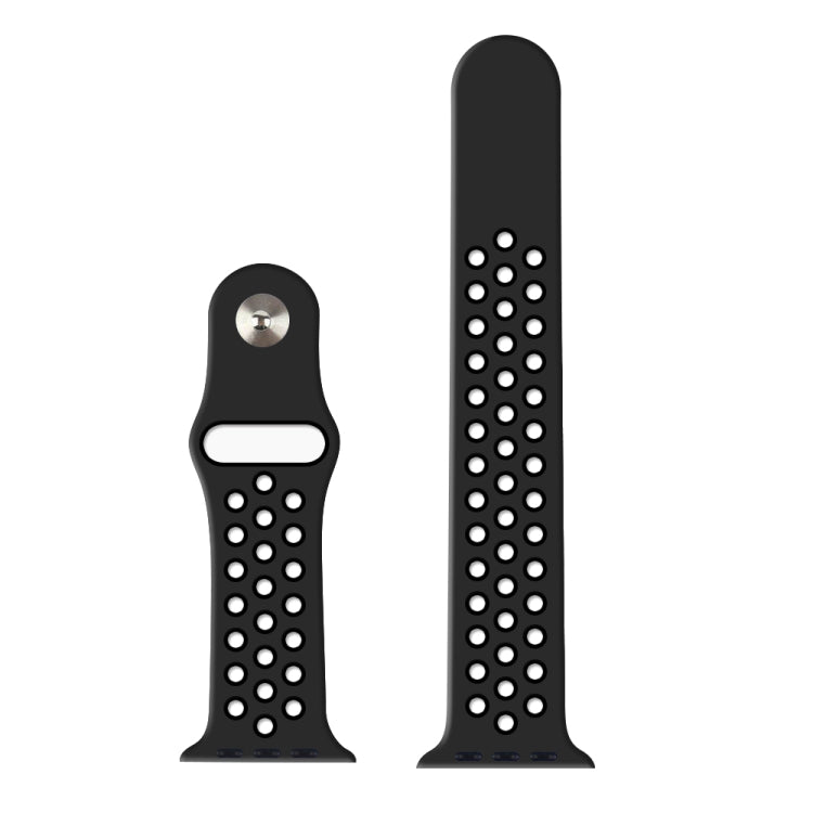 For Apple Watch Series 10 42mm / 9&8&7 41mm / SE 3&SE 2&6&SE&5&4 40mm / 3&2&1 38mm Fashionable Classical Silicone Sport Watch Band (Black) by buy2fix