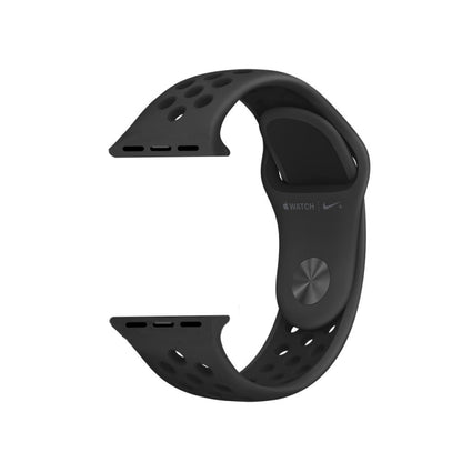 For Apple Watch Series 10 42mm / 9&8&7 41mm / SE 3&SE 2&6&SE&5&4 40mm / 3&2&1 38mm Fashionable Classical Silicone Sport Watch Band (Black) by buy2fix