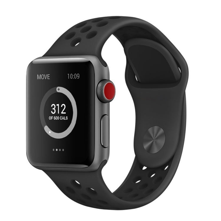 For Apple Watch Series 10 42mm / 9&8&7 41mm / SE 3&SE 2&6&SE&5&4 40mm / 3&2&1 38mm Fashionable Classical Silicone Sport Watch Band (Black) by buy2fix