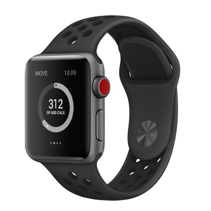 For Apple Watch Series 10 42mm / 9&8&7 41mm / SE 3&SE 2&6&SE&5&4 40mm / 3&2&1 38mm Fashionable Classical Silicone Sport Watch Band (Black) by buy2fix