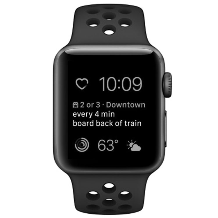 For Apple Watch Series 10 42mm / 9&8&7 41mm / SE 3&SE 2&6&SE&5&4 40mm / 3&2&1 38mm Fashionable Classical Silicone Sport Watch Band (Black) by buy2fix