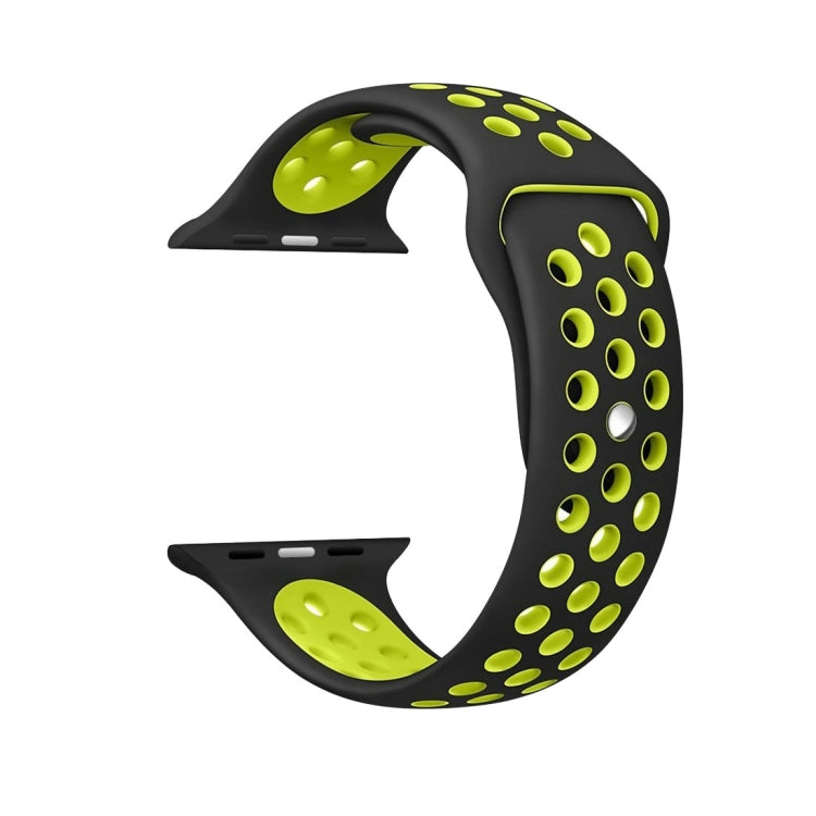 For Apple Watch Ultra 49mm&Watch Ultra 2 49mm / Series 10 46mm / 9&8&7 45mm / SE 3&SE 2&6&SE&5&4 44mm / 3&2&1 42mm Fashionable Classical Silicone Sport Watch Band(Black Yellow) by buy2fix