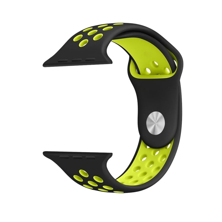 For Apple Watch Ultra 49mm&Watch Ultra 2 49mm / Series 10 46mm / 9&8&7 45mm / SE 3&SE 2&6&SE&5&4 44mm / 3&2&1 42mm Fashionable Classical Silicone Sport Watch Band(Black Yellow) by buy2fix