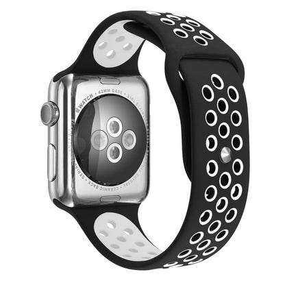 For Apple Watch Ultra 49mm&Watch Ultra 2 49mm / Series 10 46mm / 9&8&7 45mm / SE 3&SE 2&6&SE&5&4 44mm / 3&2&1 42mm Fashionable Classical Silicone Sport Watch Band(Black White) by buy2fix