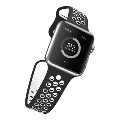 For Apple Watch Ultra 49mm&Watch Ultra 2 49mm / Series 10 46mm / 9&8&7 45mm / SE 3&SE 2&6&SE&5&4 44mm / 3&2&1 42mm Fashionable Classical Silicone Sport Watch Band(Black White) by buy2fix