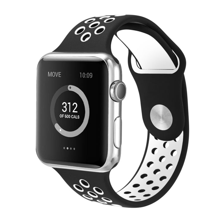 For Apple Watch Ultra 49mm&Watch Ultra 2 49mm / Series 10 46mm / 9&8&7 45mm / SE 3&SE 2&6&SE&5&4 44mm / 3&2&1 42mm Fashionable Classical Silicone Sport Watch Band(Black White) by buy2fix