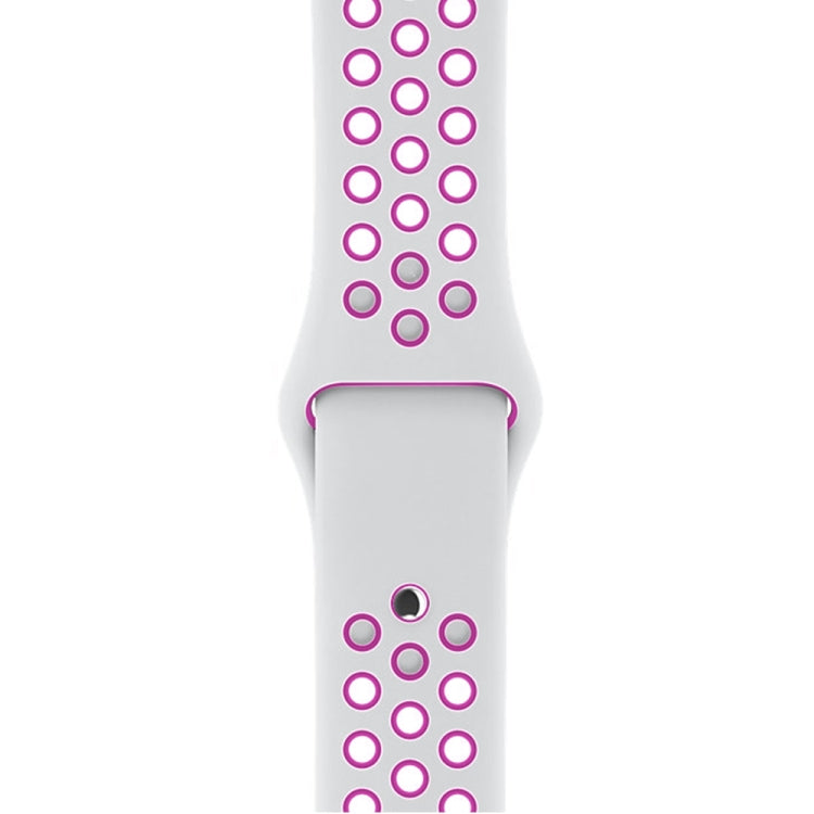 For Apple Watch Ultra 49mm&Watch Ultra 2 49mm / Series 10 46mm / 9&8&7 45mm / SE 3&SE 2&6&SE&5&4 44mm / 3&2&1 42mm Fashionable Classical Silicone Sport Watch Band(White Purple) by buy2fix