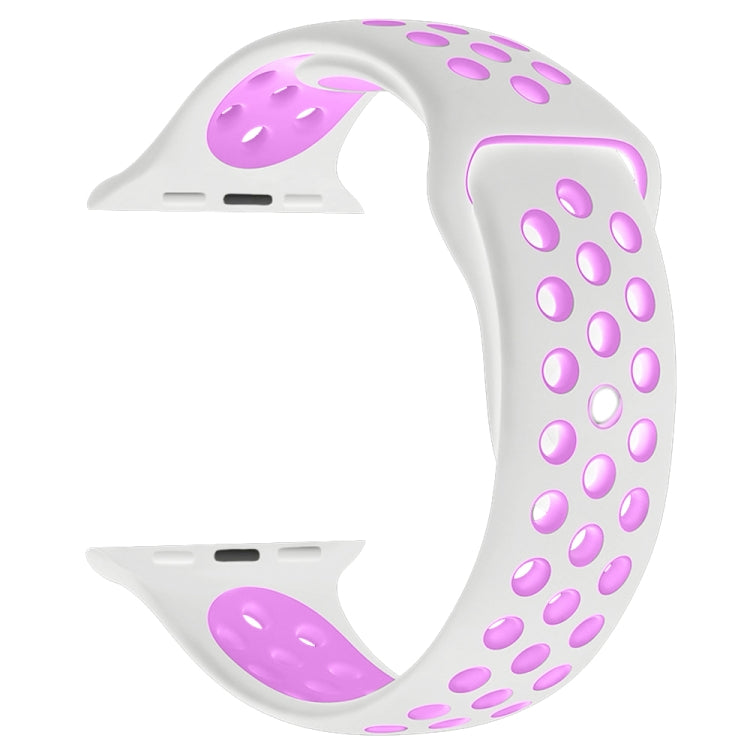 For Apple Watch Ultra 49mm&Watch Ultra 2 49mm / Series 10 46mm / 9&8&7 45mm / SE 3&SE 2&6&SE&5&4 44mm / 3&2&1 42mm Fashionable Classical Silicone Sport Watch Band(White Purple) by buy2fix