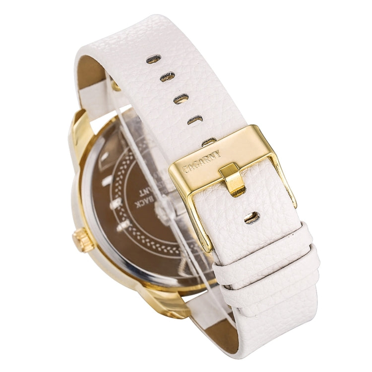 CAGARNY 6819 Fashionable Multifunctional Dual Time Zone Quartz Business Sport Wrist Watch with Leather Band & GMT Time & Calendar & Luminous Display for Men(Gold Case White Strap) - Leather Strap Watches by CAGARNY | Online Shopping UK | buy2fix