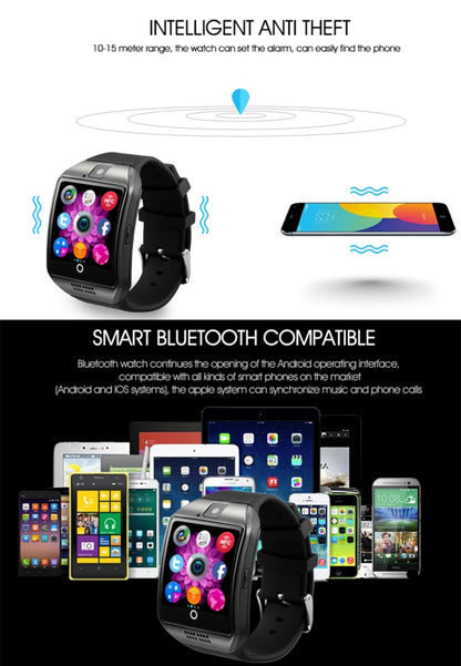 Q18 1.54 inch TFT Screen MTK6260A 360MHz Bluetooth 3.0 Smart Watch Phone, 128M + 64M Memory(Black) - Smart Wear by buy2fix | Online Shopping UK | buy2fix