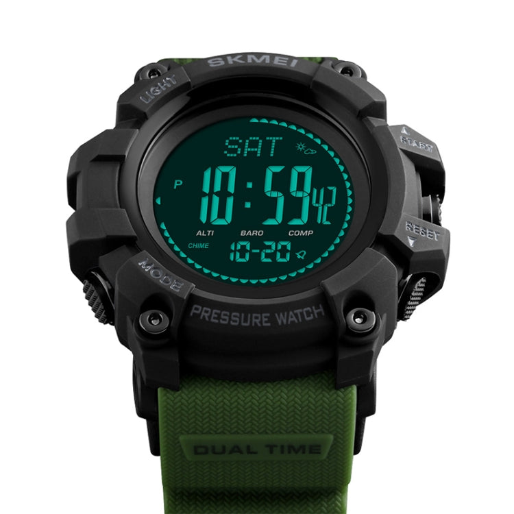 SKMEI 1358 Multifunctional Men Outdoor Sports 30m Waterproof Digital Watch with Compass / Barometer / Altimeter/ Pedometer Function(Army Green) - Sport Watches by SKMEI | Online Shopping UK | buy2fix