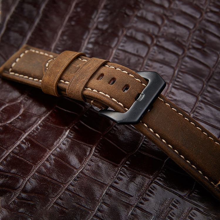 Crazy Horse Layer Frosted Black Buckle Watch Leather Watch Band, Size: 22mm (Light Brown) by buy2fix