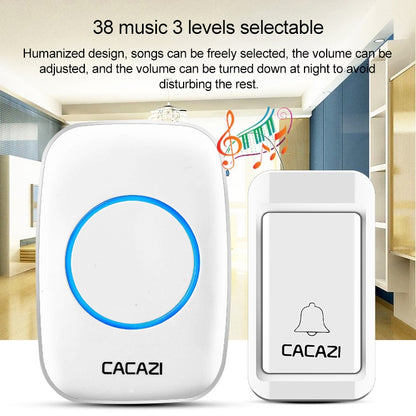 CACAZI A10G One Button Three Receivers Self-Powered Wireless Home Cordless Bell, EU Plug(Black) - Security by CACAZI | Online Shopping UK | buy2fix