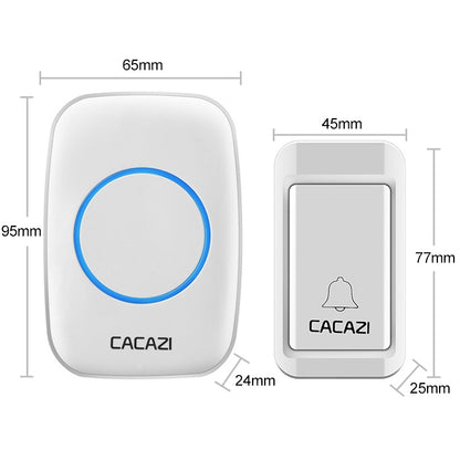 CACAZI A10G One Button Three Receivers Self-Powered Wireless Home Cordless Bell, EU Plug(White) - Security by CACAZI | Online Shopping UK | buy2fix