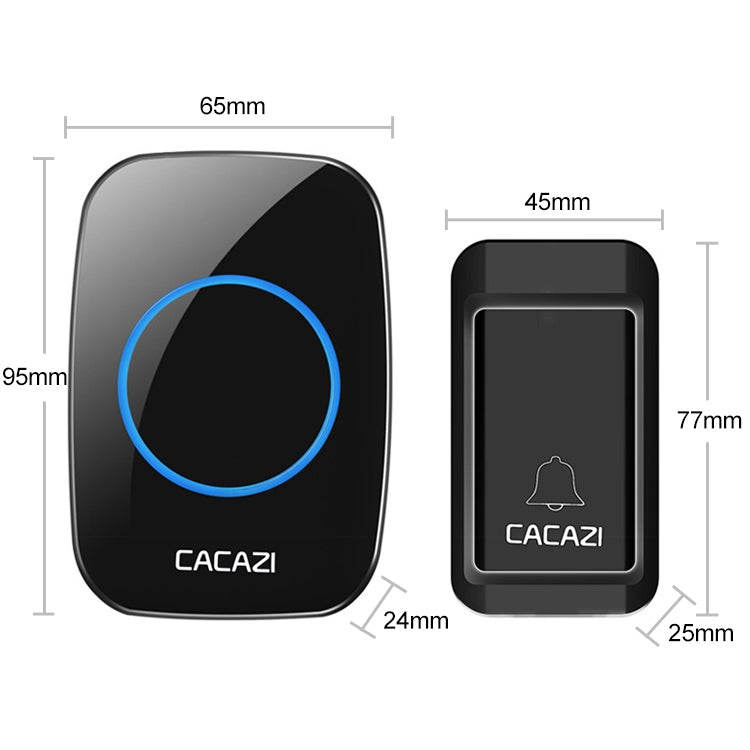 CACAZI A10G One Button Three Receivers Self-Powered Wireless Home Cordless Bell, UK Plug(Black) - Security by CACAZI | Online Shopping UK | buy2fix