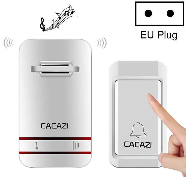 CACAZI V027G One Button One Receivers Self-Powered Wireless Home Kinetic Electronic Doorbell, EU Plug - Security by CACAZI | Online Shopping UK | buy2fix