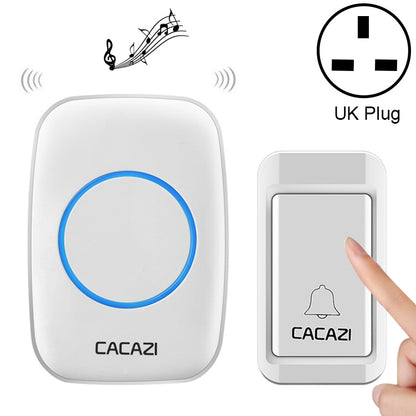 CACAZI A10G One Button One Receivers Self-Powered Wireless Home Cordless Bell, UK Plug(White) - Security by CACAZI | Online Shopping UK | buy2fix