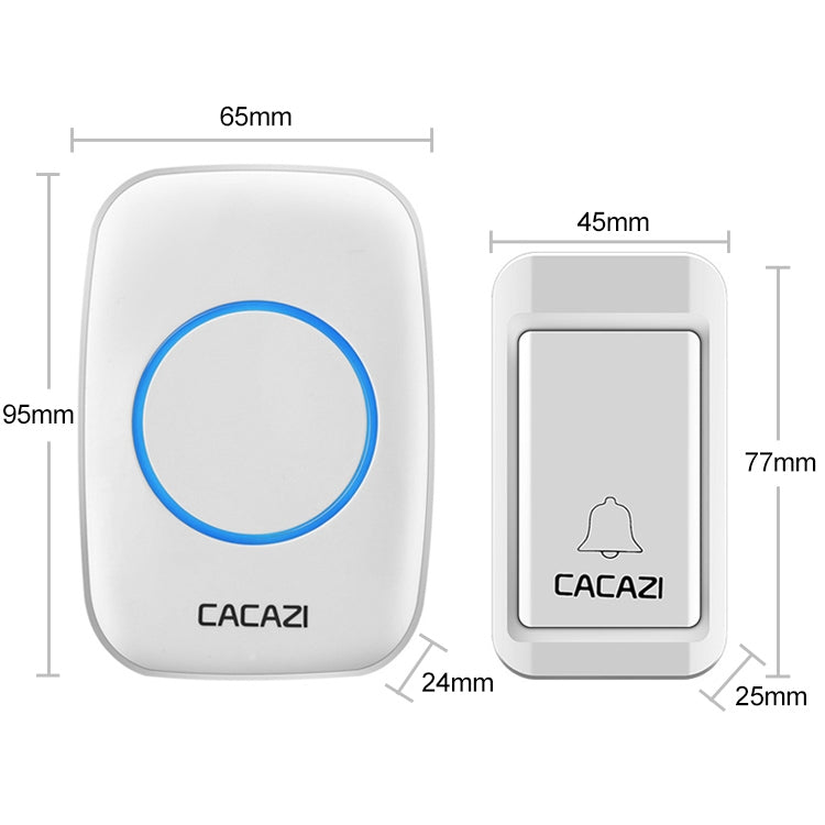 CACAZI A10G One Button One Receivers Self-Powered Wireless Home Cordless Bell, UK Plug(White) - Security by CACAZI | Online Shopping UK | buy2fix