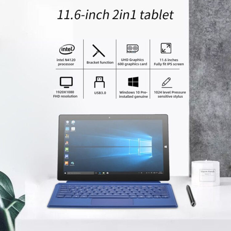 PiPO W11 2 in 1 Tablet PC, 11.6 inch, 8GB+128GB+256GB SSD, Windows 10, Intel Gemini Lake N4120 Quad Core Up to 2.6GHz, with Keyboard & Stylus Pen, Support Dual Band WiFi & Bluetooth & Micro SD Card - PiPO by PiPo | Online Shopping UK | buy2fix