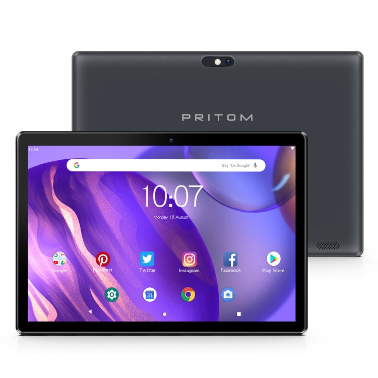 Pritom M10 3G Phone Call Tablet, 10.1 inch, 2GB+32GB, Android 10 SC7731E Quad Core 1.3GHz CPU, Support 2.4G WiFi / Bluetooth, Global Version with Google Play, US Plug(Dark Gray) - 10.1 inch by PRITOM | Online Shopping UK | buy2fix