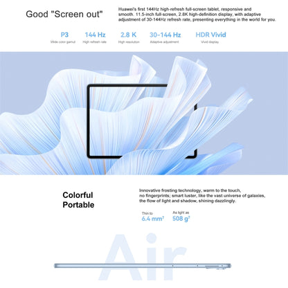 HUAWEI MatePad Air 11.5 inch WIFI DBY2-W00 8GB+128GB, HarmonyOS 3.1 Qualcomm Snapdragon 888 Octa Core, Support Dual WiFi / BT / GPS, Not Support Google Play(Blue) - Huawei by Huawei | Online Shopping UK | buy2fix