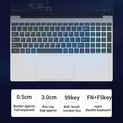 CENAVA F152 Notebook, 15.6 inch, 12GB+512GB, Fingerprint Unlock, Windows 10 Intel Celeron N5095 Quad Core 2.0GHz-2.9GHz, Support TF Card & Bluetooth & WiFi & HDMI, US Plug (Silver) - CENAVA by CENAVA | Online Shopping UK | buy2fix