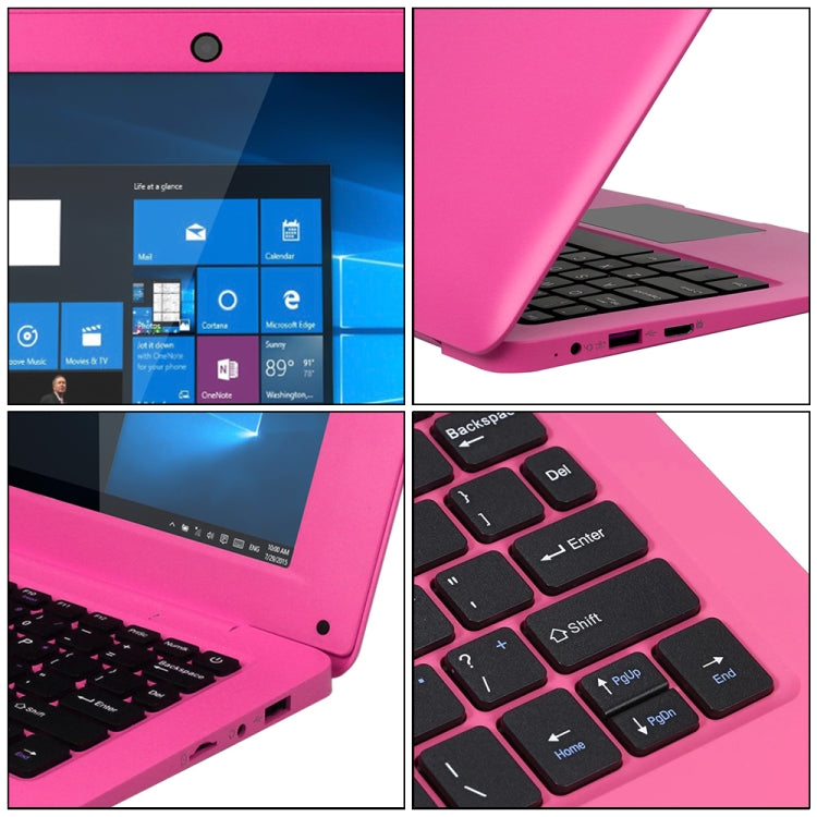 3350 10.1 inch Laptop, 6GB+64GB, Windows 10 OS, Intel Celeron N3350 Dual Core CPU 1.1-2.4Ghz, Support & Bluetooth & WiFi & HDMI, EU Plug(Pink) - Others by buy2fix | Online Shopping UK | buy2fix