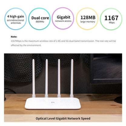 Original Xiaomi WiFi Router 4A Smart APP Control AC1200 1167Mbps 128MB 2.4GHz & 5GHz Dual-core CPU Gigabit Ethernet Port Wireless Router Repeater with 4 Antennas, Support Web & Android & iOS, US Plug(White) - Wireless Routers by Xiaomi | Online Shopping UK | buy2fix