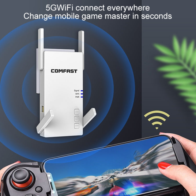 COMFAST CF-AC2100 2100Mbps Wireless WIFI Signal Amplifier Repeater Booster Network Router with 4 Antennas, UK Plug - Broadband Amplifiers by COMFAST | Online Shopping UK | buy2fix