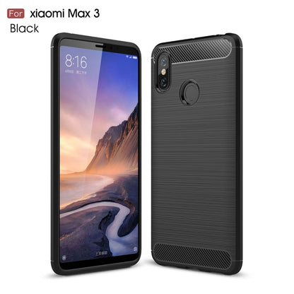 Brushed Texture Carbon Fiber Shockproof TPU Case for Xiaomi Mi Max 3(Black) by buy2fix