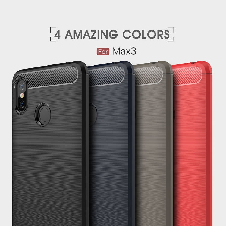 Brushed Texture Carbon Fiber Shockproof TPU Case for Xiaomi Mi Max 3(Black) by buy2fix