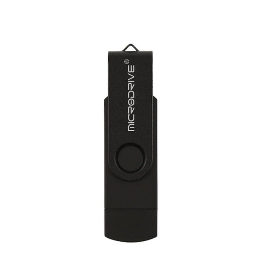 MicroDrive 8GB USB 2.0 Phone and Computer Dual-use Rotary OTG Metal U Disk (Black) by MicroDrive