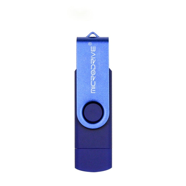 MicroDrive 64GB USB 2.0 Phone and Computer Dual-use Rotary OTG Metal U Disk (Blue) - USB Flash Drives by MicroDrive | Online Shopping UK | buy2fix