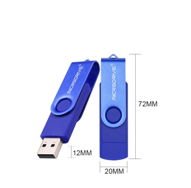 MicroDrive 128GB USB 2.0 Phone and Computer Dual-use Rotary OTG Metal U Disk (Blue) - USB Flash Drives by MicroDrive | Online Shopping UK | buy2fix