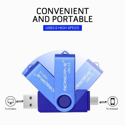 MicroDrive 16GB USB 3.0 Android Phone & Computer Dual-use Rotary Metal U Disk (Yellow) - USB Flash Drives by MicroDrive | Online Shopping UK | buy2fix