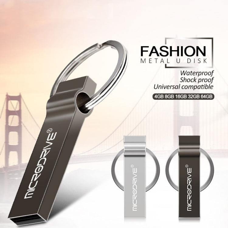 MicroDrive 4GB USB 2.0 Metal Keychain U Disk (Grey) - USB Flash Drives by MicroDrive | Online Shopping UK | buy2fix