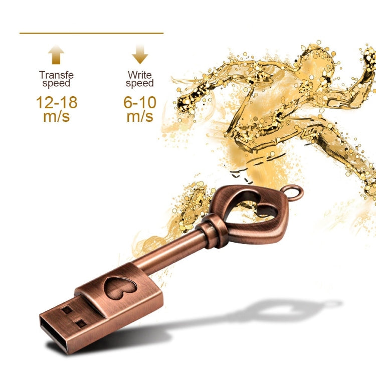 MicroDrive 128GB USB 2.0 Copper Love Key U Disk - USB Flash Drives by MicroDrive | Online Shopping UK | buy2fix